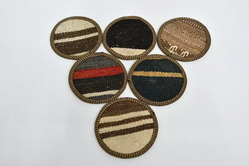 Posavasos redondo bohemio, posavasos único marrón y beige