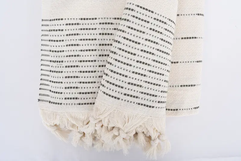 Housewarming Gift, Decorative Blanket, 98x92 Cotton Striped Design Towel, Bridal Gifts, Throw Blanket Couch, Turkish Cotton Throw Blanket - 8