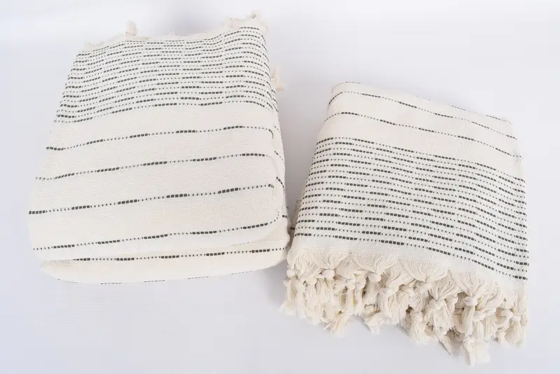 Housewarming Gift, Decorative Blanket, 98x92 Cotton Striped Design Towel, Bridal Gifts, Throw Blanket Couch, Turkish Cotton Throw Blanket - 7