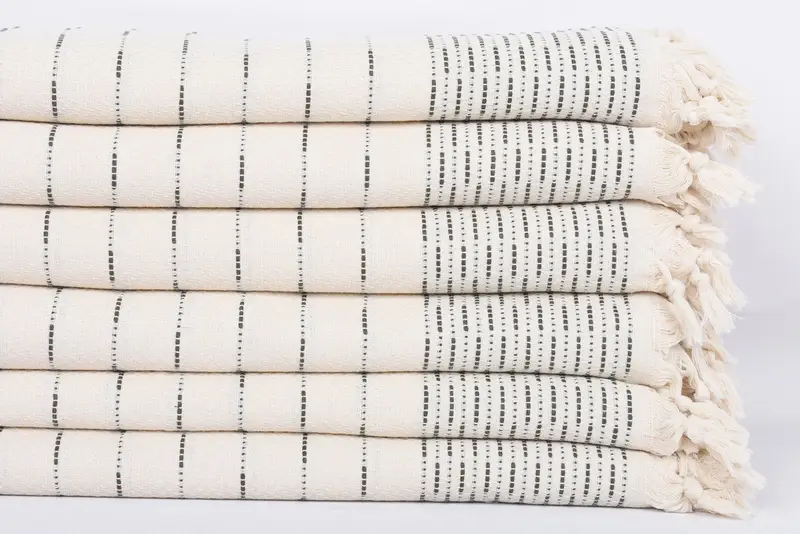 Housewarming Gift, Decorative Blanket, 98x92 Cotton Striped Design Towel, Bridal Gifts, Throw Blanket Couch, Turkish Cotton Throw Blanket - 3