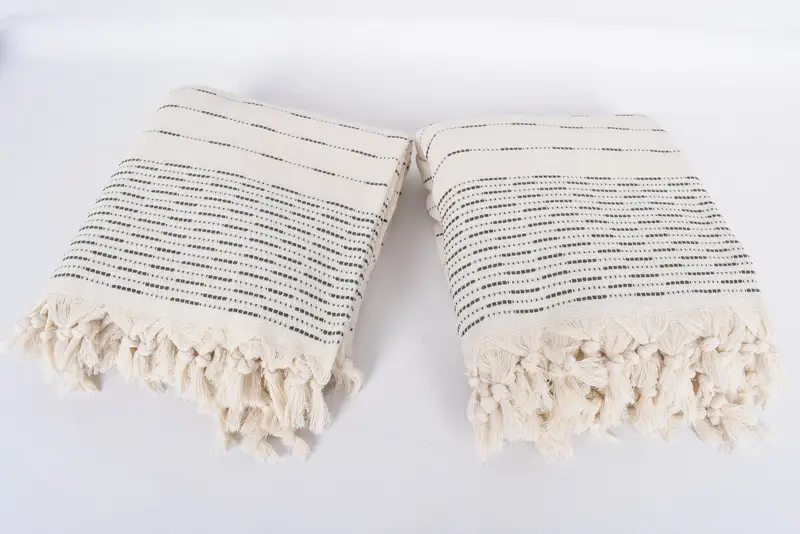 Housewarming Gift, Decorative Blanket, 98x92 Cotton Striped Design Towel, Bridal Gifts, Throw Blanket Couch, Turkish Cotton Throw Blanket - 6