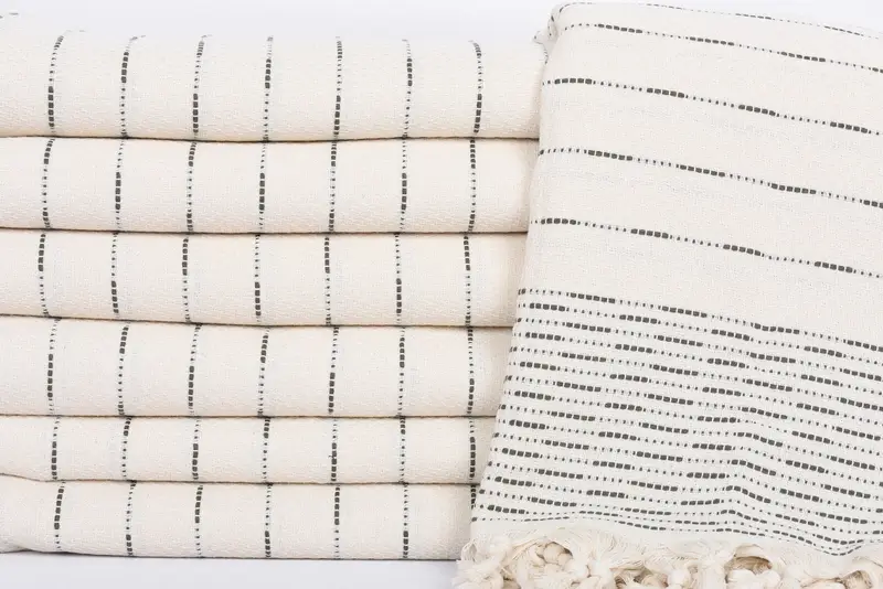 Housewarming Gift, Decorative Blanket, 98x92 Cotton Striped Design Towel, Bridal Gifts, Throw Blanket Couch, Turkish Cotton Throw Blanket - 2