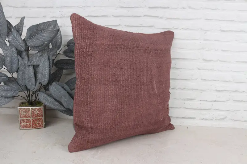 One Of A Kind Pillow Case, Armchair Cushion Case, Kilim Cushion Sham, Cushion Cover, Throw Kilim Pillow, Pillow for Couch, 22x22 Brown Cushion - 3
