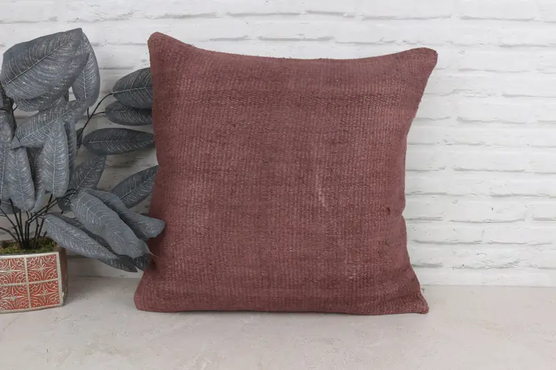 One Of A Kind Pillow Case, Armchair Cushion Case, Kilim Cushion Sham, Cushion Cover, Throw Kilim Pillow, Pillow for Couch, 22x22 Brown Cushion - 1
