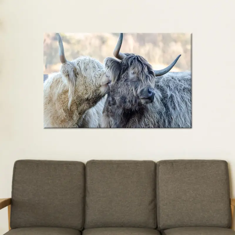 エレガントなファームハウス キャンバス: ファーム プリントの牛と牛の愛