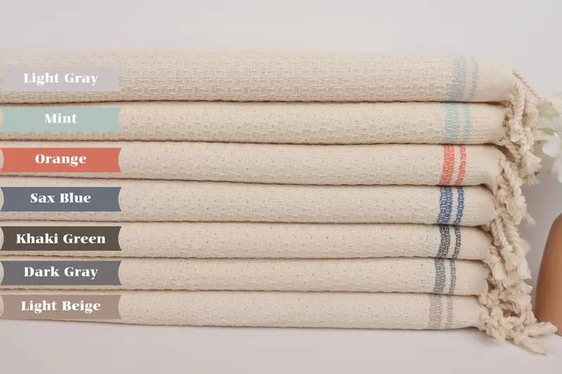 38x18 Cotton Striped Towel, Anniversary Gift For Her, Bathroom Towels, Monogram Hand Towel, Bridal Shower Gift, Monogrammed Hand Towel, Gym Towel - 1