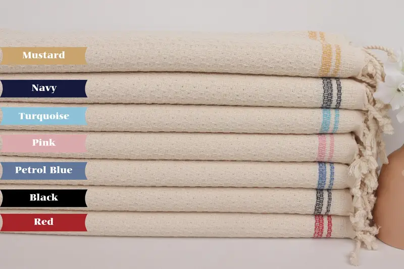 38x18 Cotton Striped Towel, Anniversary Gift For Her, Bathroom Towels, Monogram Hand Towel, Bridal Shower Gift, Monogrammed Hand Towel, Gym Towel - 2