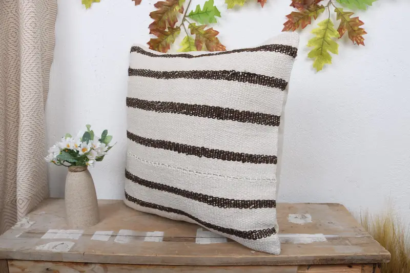 18x18 White Cushion Case, Cushion, Pillow for Sofa, Bright Pillow Case, Kilim Cushion Sham, Customized Pillow, Handmade Kilim Cushion - 4