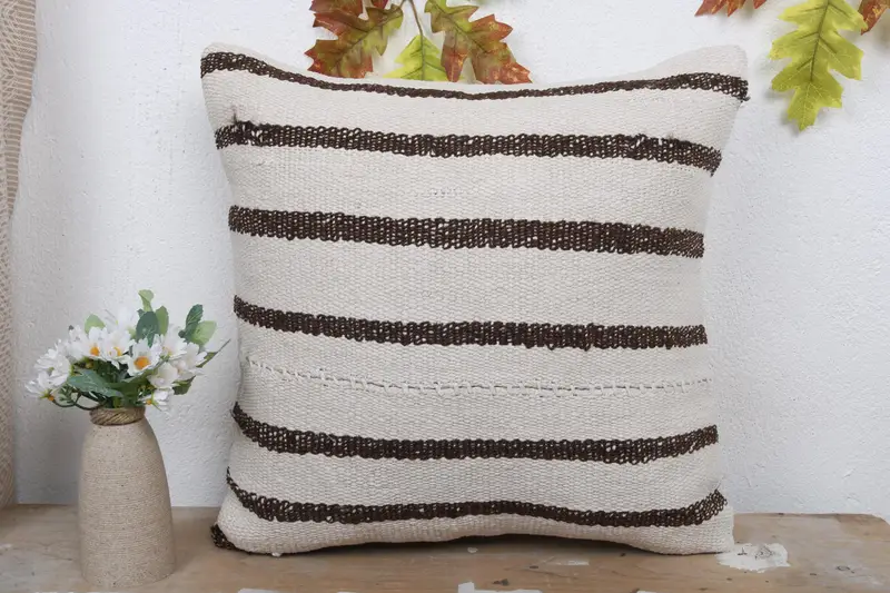18x18 White Cushion Case, Cushion, Pillow for Sofa, Bright Pillow Case, Kilim Cushion Sham, Customized Pillow, Handmade Kilim Cushion - 2
