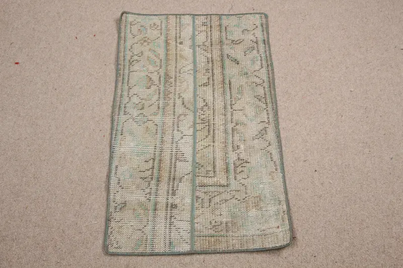 Grüner abstrakter Teppich, 1,5 x 2,5 Fuß, elegantes Dekor