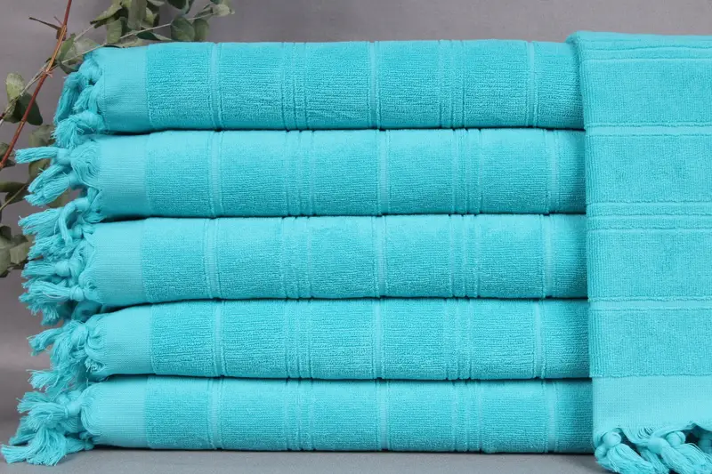 Dark Mint Dishcloth Striped Peshkir Terry Napkin, 18x40 Inches