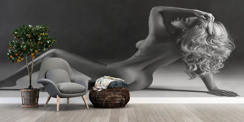 Wall Paper Peel and Stick, Custom Wall Paper, Sensual Woman Photography, Naked Woman Wall Decor, Bright Wall Paper, Bedroom Wallpaper,Mature - 9