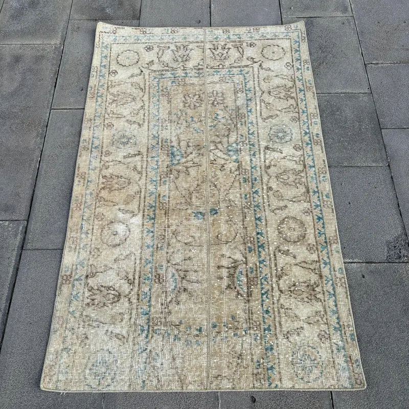 2.8x4.5 ft Turkish Rug, Vintage Small Rug, Brown Oriental Wool Rug - 1