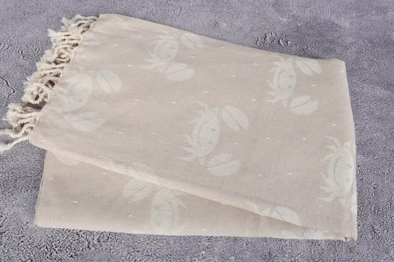 Embroidery Towel, Turkish hand towel, Bridesmaid Proposal Gift, Personalized Gifts, 68x40 Cotton Crab Design Towel, Summer Towel, Lightweight towel - 6