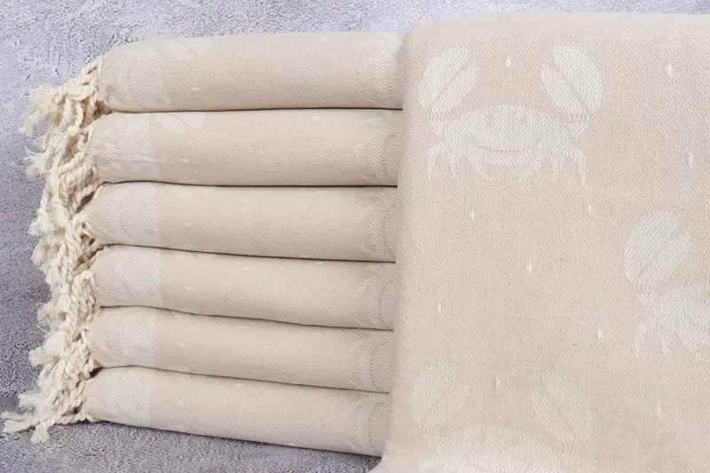 Embroidery Towel, Turkish hand towel, Bridesmaid Proposal Gift, Personalized Gifts, 68x40 Cotton Crab Design Towel, Summer Towel, Lightweight towel - 1