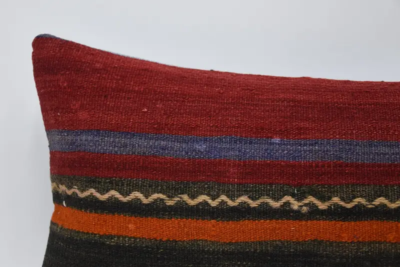 Ethnic Pillow Sham, Home Decor Pillow, Cushion Cover, Outdoor Bolster Pillow, Kilim Pillow, 12x48 Red Cushion Case, Interior Designer Pillow - 2