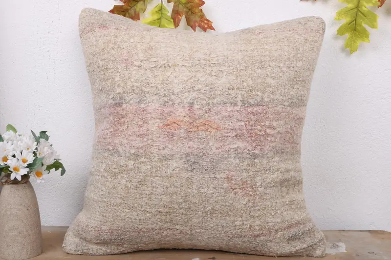18x18 Beige Pillow Cover, Outdoor Pillow, Handmade Kilim Cushion, Home Decor Pillow, Outdoor Patio Pillow Cover, Pillow for Sofa, Cushion Cover - 2