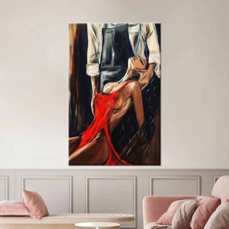 Sinnliches romantisches Paar auf Leinwand: Eleganter Kunstdruck für das Schlafzimmer