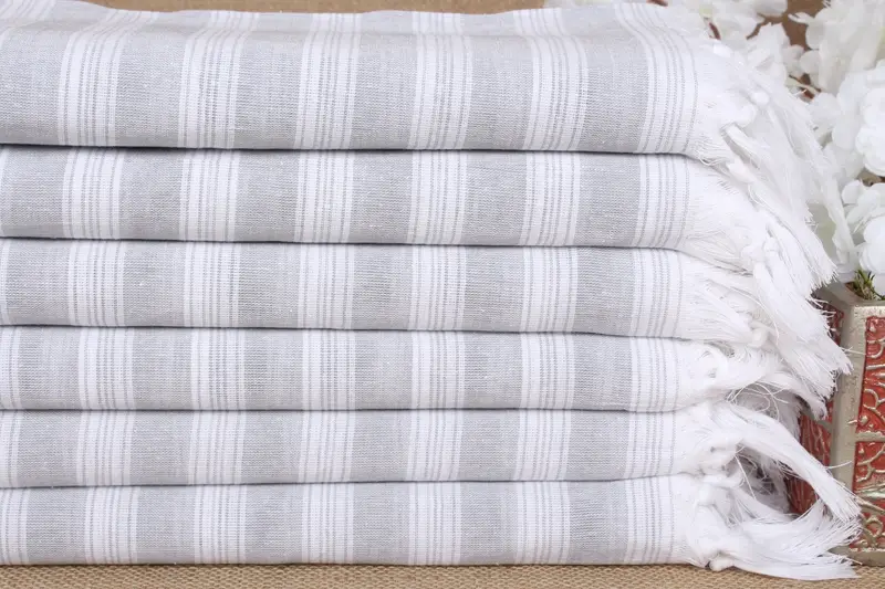 Personalized Striped Gray Towel, 40x71 Inches, Bridesmaid Gift