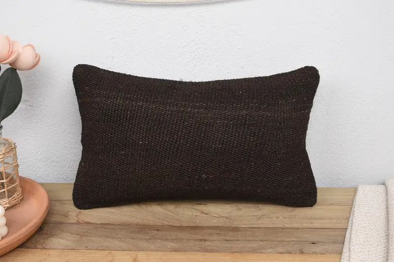 Sofa Bolster Pillow Cover, Cushion, Farmhouse Cushion Case, Interior Designer Pillow, Pillow for Sofa, Home Decor Pillow, 12x20 Brown Pillow Sham - 2