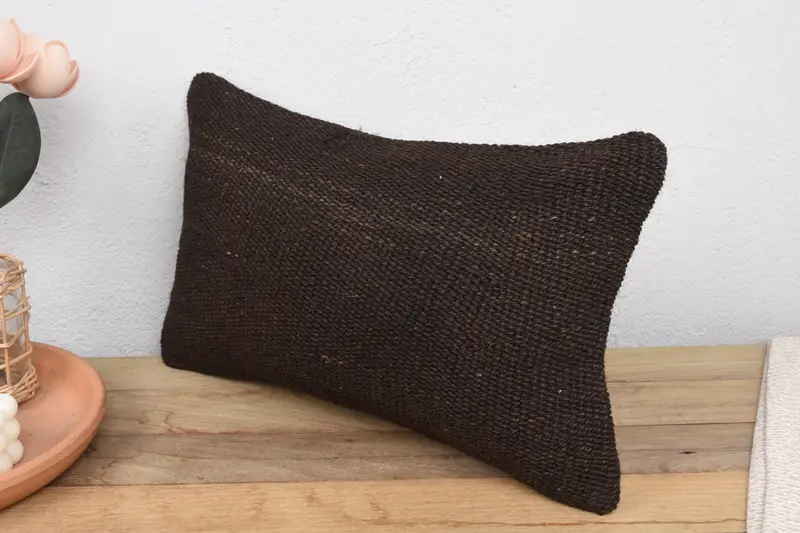 Sofa Bolster Pillow Cover, Cushion, Farmhouse Cushion Case, Interior Designer Pillow, Pillow for Sofa, Home Decor Pillow, 12x20 Brown Pillow Sham - 4