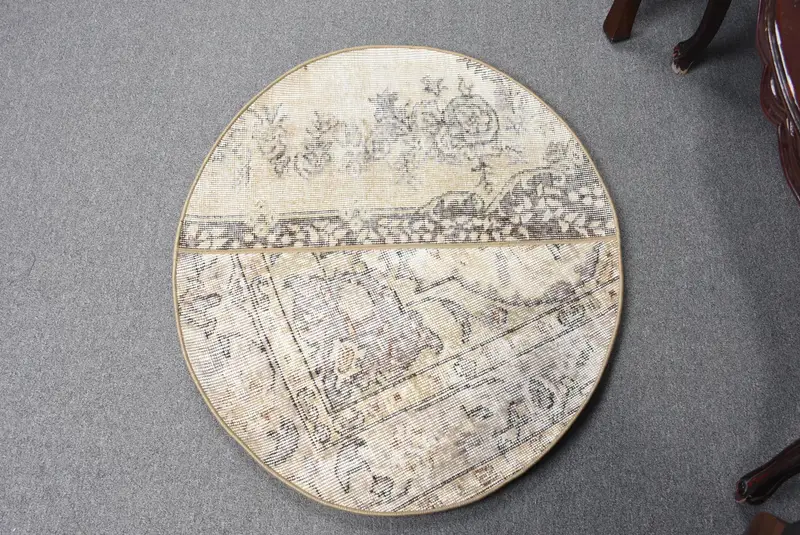 Alfombra Patchwork beige y marrón de 2,5x3 pies, elegante decoración del hogar