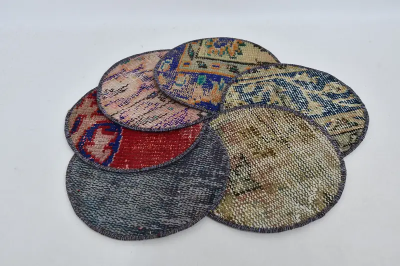 Mantel individual bohemio circular, decoración de lana de algodón naranja y bronce