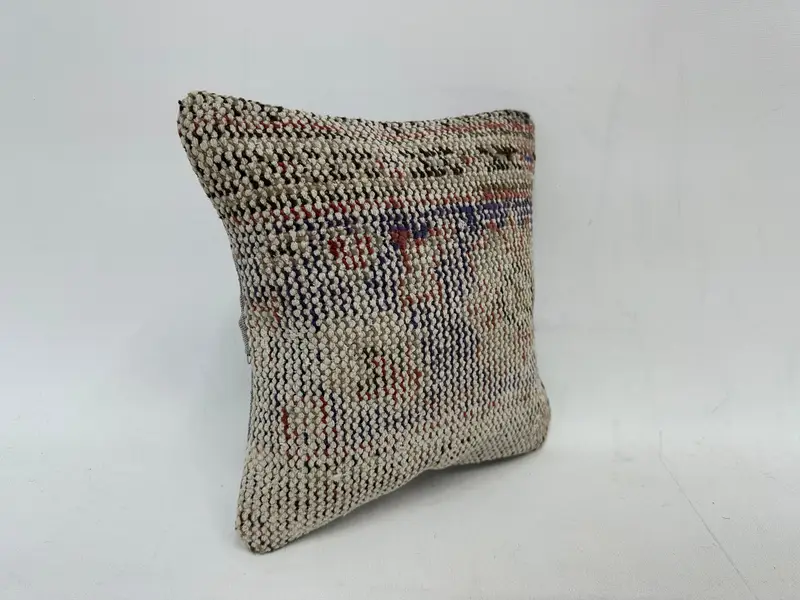 Blue & Beige Southwestern Embroidered Pillow, 12x12 Inches Throw Pillow - 3