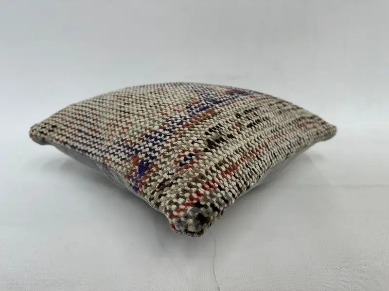 Blue & Beige Southwestern Embroidered Pillow, 12x12 Inches Throw Pillow - 6