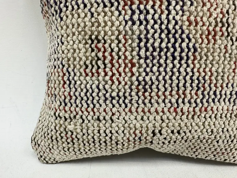 Blue & Beige Southwestern Embroidered Pillow, 12x12 Inches Throw Pillow - 2