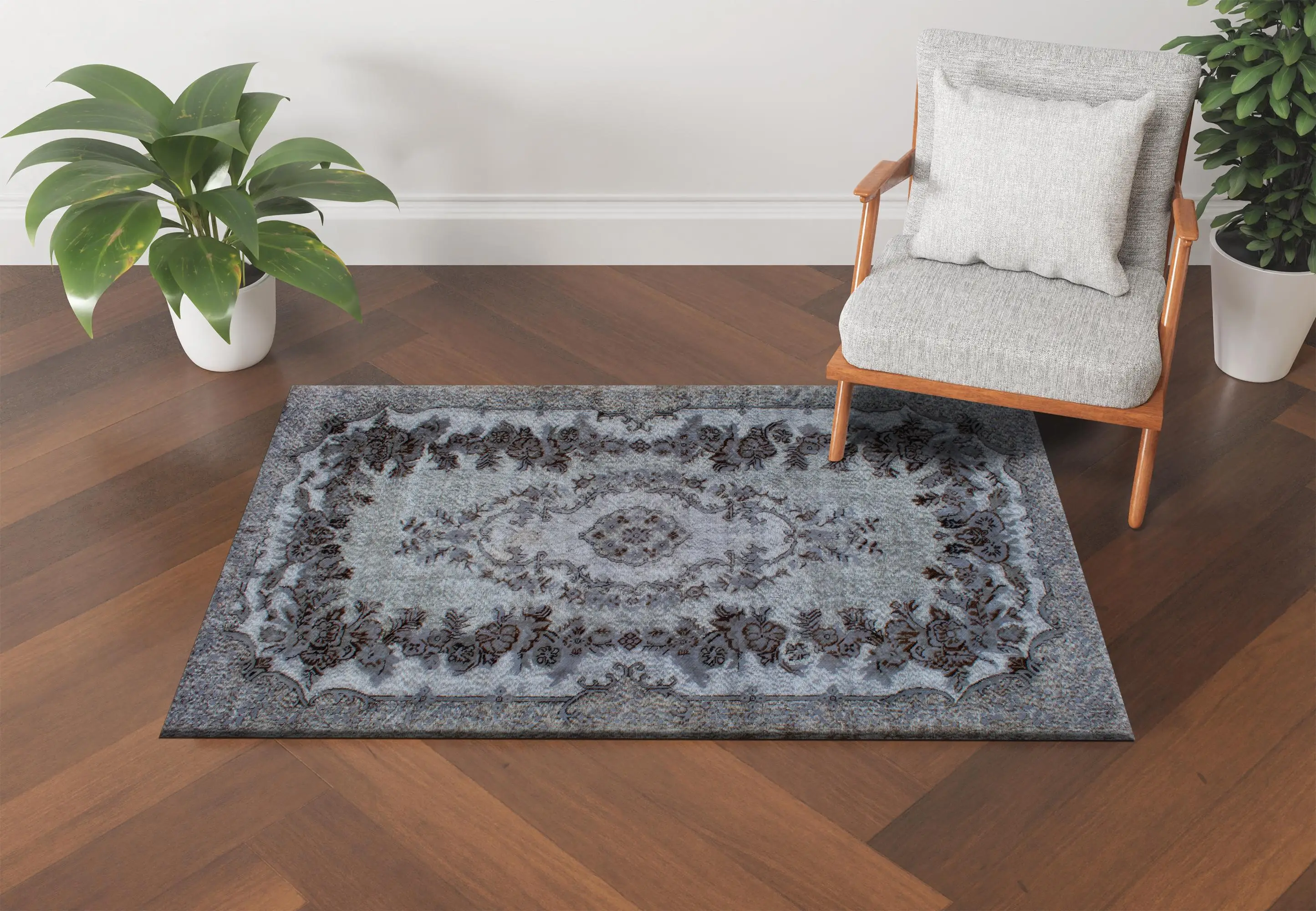 Vintage Medallion Printed Rug - Ethnic & Floral Design - 1