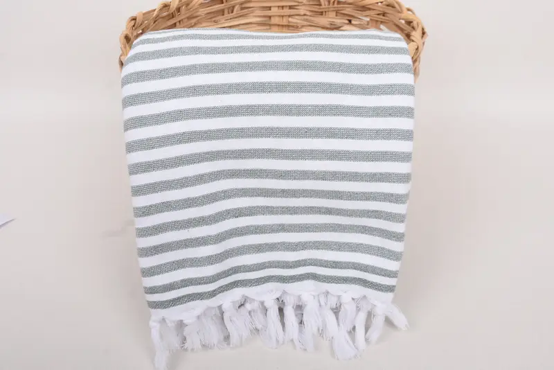Gym Towel, Handwoven Turkish Towel, Bridal Shower Favor, Quick-dry towel, Soft towel, Bachelorette Party Gift, 70x36 Linen Terry Striped Towel - 5