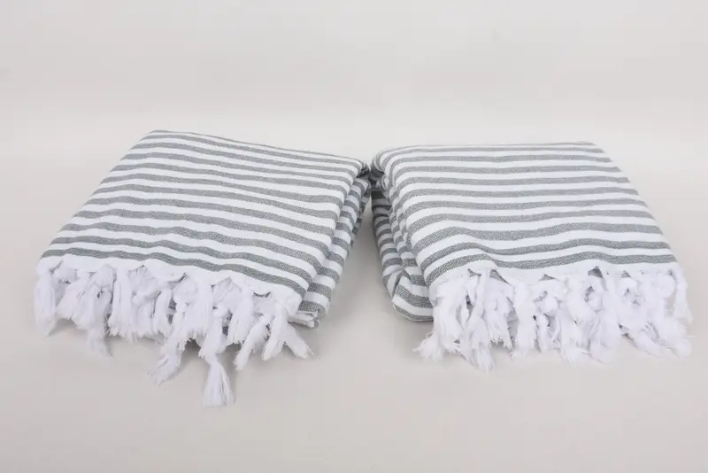Gym Towel, Handwoven Turkish Towel, Bridal Shower Favor, Quick-dry towel, Soft towel, Bachelorette Party Gift, 70x36 Linen Terry Striped Towel - 6