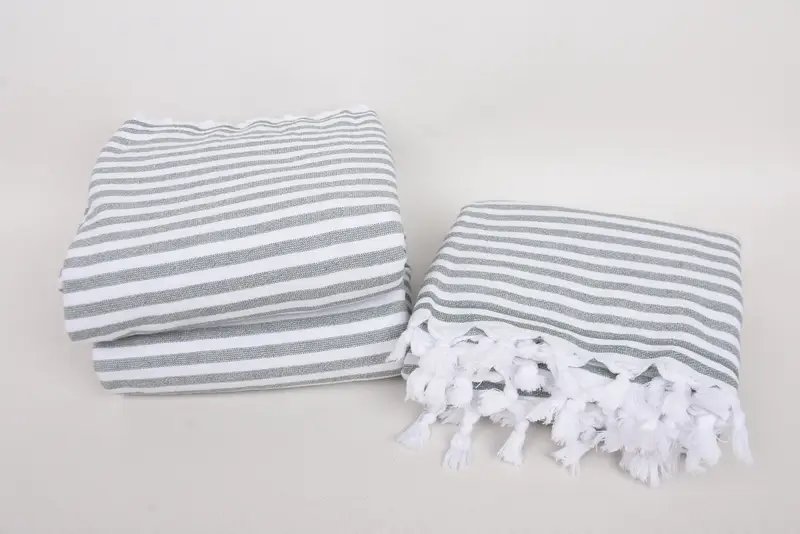 Gym Towel, Handwoven Turkish Towel, Bridal Shower Favor, Quick-dry towel, Soft towel, Bachelorette Party Gift, 70x36 Linen Terry Striped Towel - 7