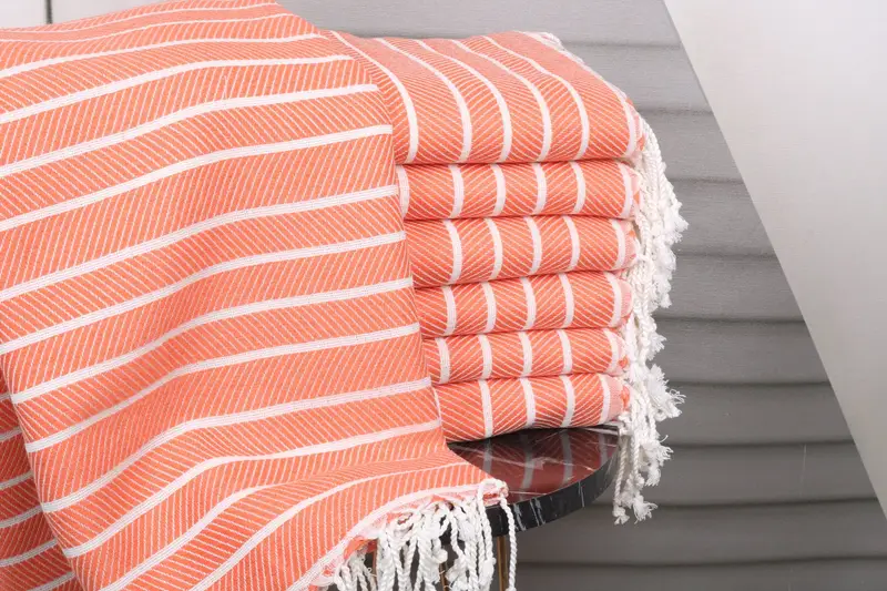 Turkish Towel Bulk Orange Herringbone, 40x71 Inches