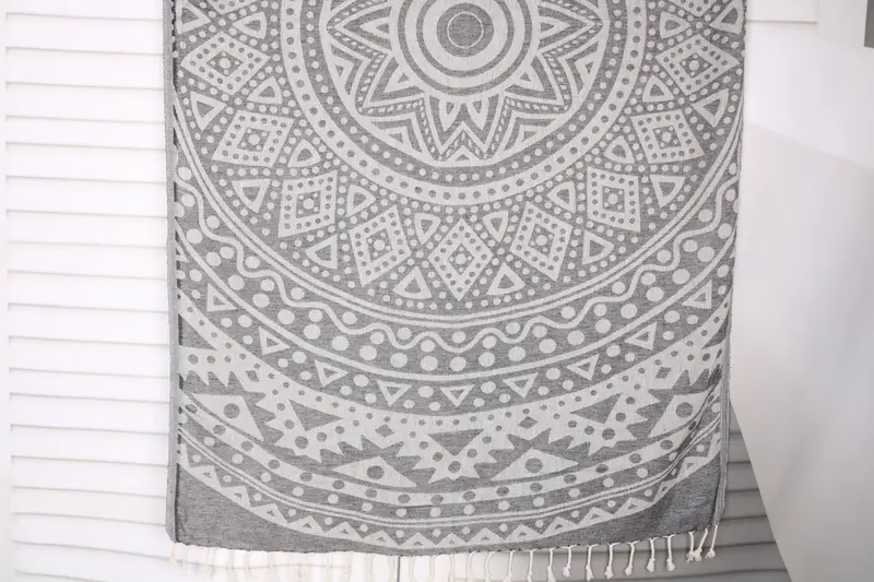 Absorbent towel, Cotton towel, Fringed Turkish towel for poolside, 70x40 Cotton Round Pattern Towel, Bridal Shower Favor, Turkish beach towel - 1