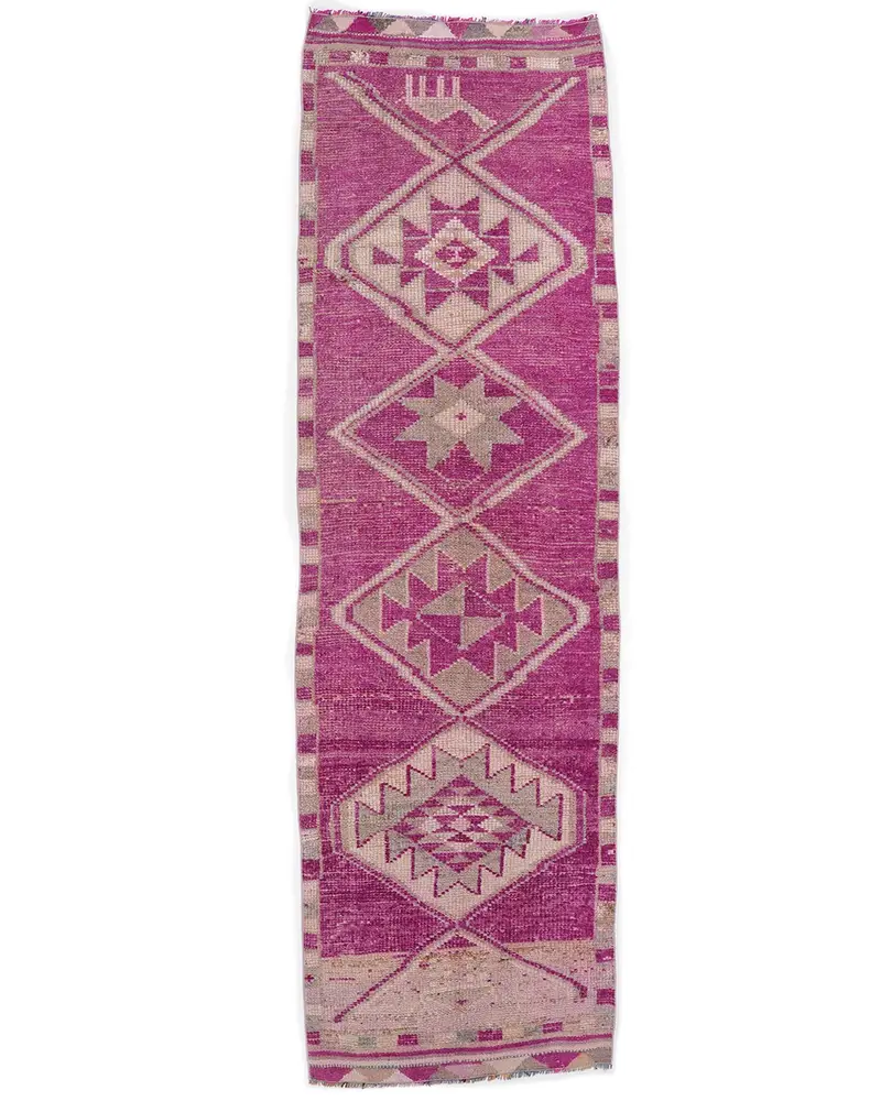 Purple Oriental Rug, 2,8x9,8 ft with Green Accents