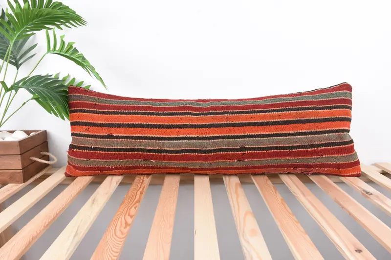 Turkish Pillow, 12x36 Red Pillow Cover, Vintage Pillow, Cushion, Garden Cushion Case, Traditional Pillow Cover, Interior Designer Pillow - 1