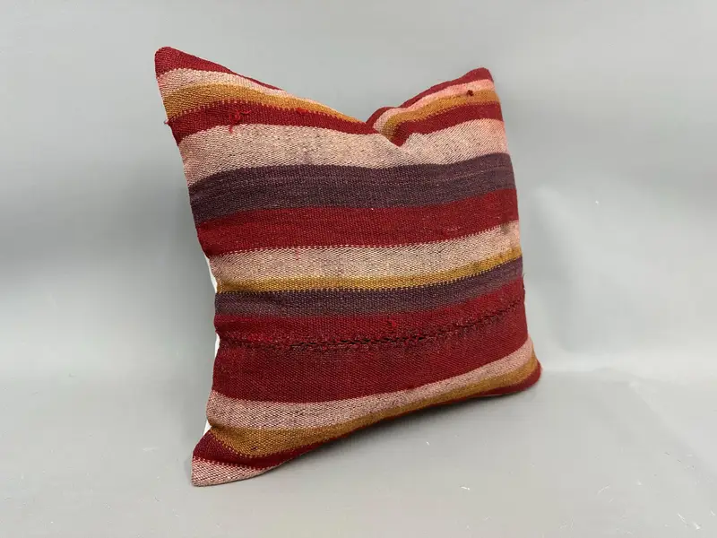Cushion Case, Turkish Kilim Pillow, Kilim Cushion Sham, 20x20 Red Cushion Case, Ethnic Throw Cushion, Vintage Pillow, Couch Pillow Case - 2