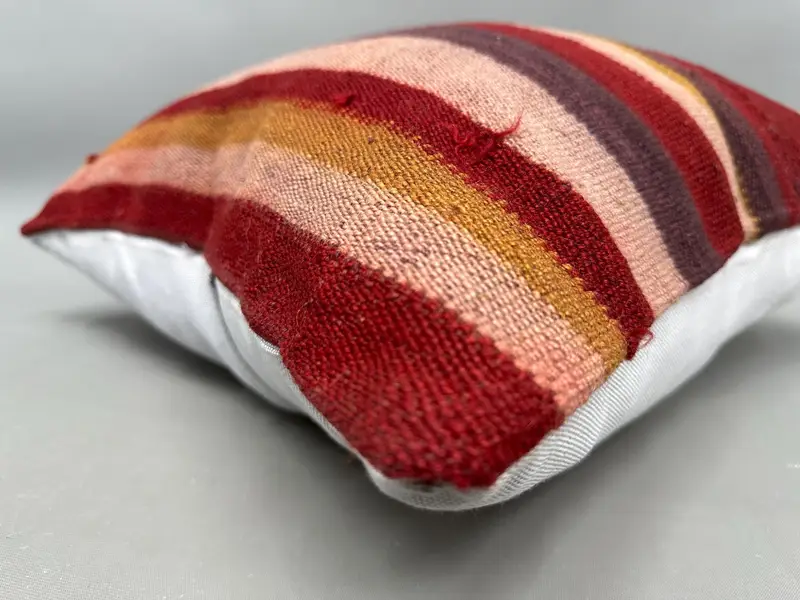 Cushion Case, Turkish Kilim Pillow, Kilim Cushion Sham, 20x20 Red Cushion Case, Ethnic Throw Cushion, Vintage Pillow, Couch Pillow Case - 6
