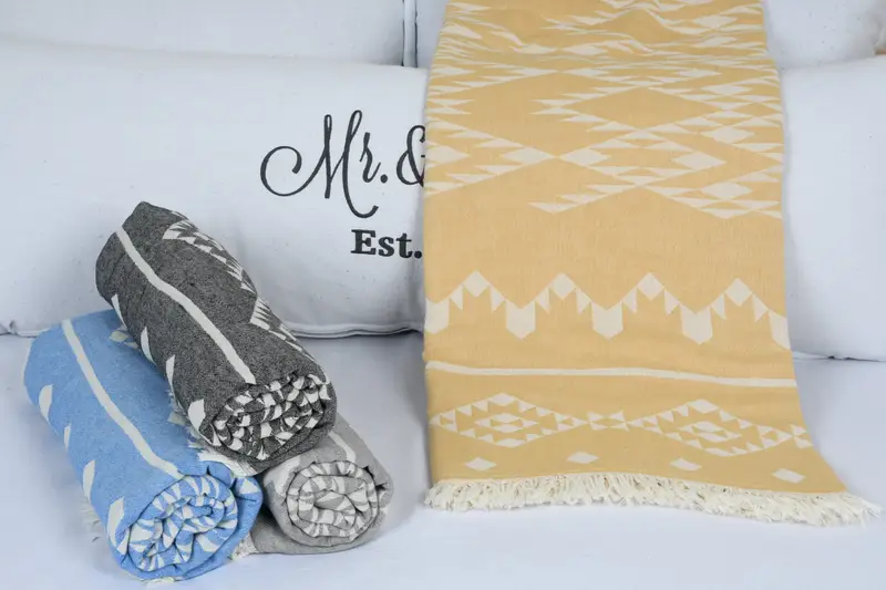 70x60 Cotton Geometric Towel, Bachelorette Party Decorations, Decorative Blanket, Woven Throw Blanket, Aesthetic Blanket, Personalized Blanket - 5