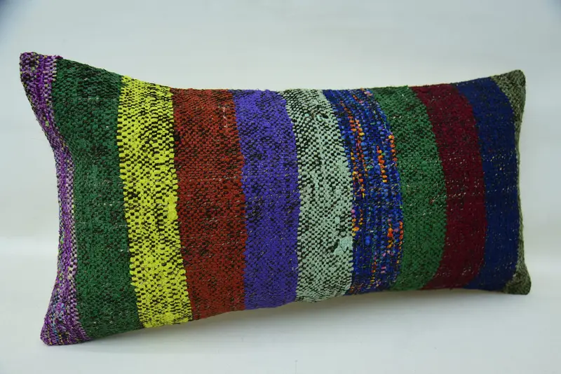 Hippie Throw Pillow Sham, Pillow, 12x24 Green Pillow Cover, Ethnical Kilim Rug Pillow, Throw Kilim Pillow, Interior Designer Pillow - 2