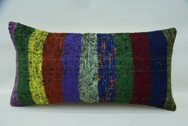 Hippie Throw Pillow Sham, Pillow, 12x24 Green Pillow Cover, Ethnical Kilim Rug Pillow, Throw Kilim Pillow, Interior Designer Pillow - 4