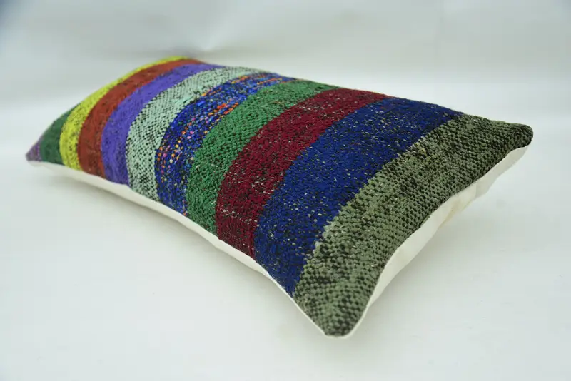 Hippie Throw Pillow Sham, Pillow, 12x24 Green Pillow Cover, Ethnical Kilim Rug Pillow, Throw Kilim Pillow, Interior Designer Pillow - 6
