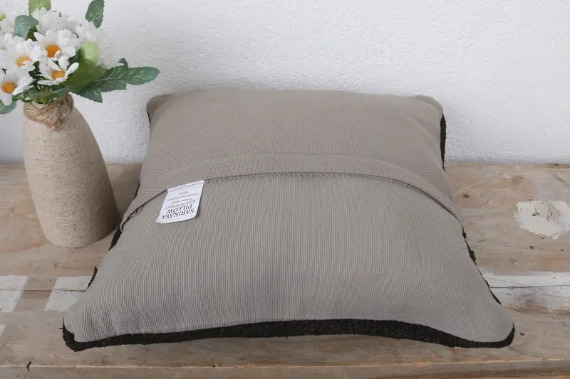 Boho Pillow, Throw Kilim Pillow, Accent Throw Pillow Case, 12x12 Brown Pillow Sham, Handmade Kilim Cushion, Pet Pillow, Pillow Case - 7
