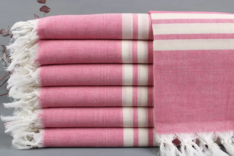 Personalized Turkish Towel, Bath Towel, Pink, Beige, 40x67 Inches