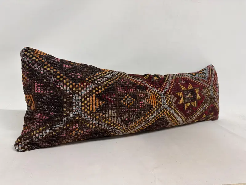 Customized Pillow Case, 16x48 Red Pillow, Ethnical Kilim Rug Pillow, Kilim Pillow Cover, Handwoven Cushion Case, Turkish Kilim Pillow, Pillow Cover - 3