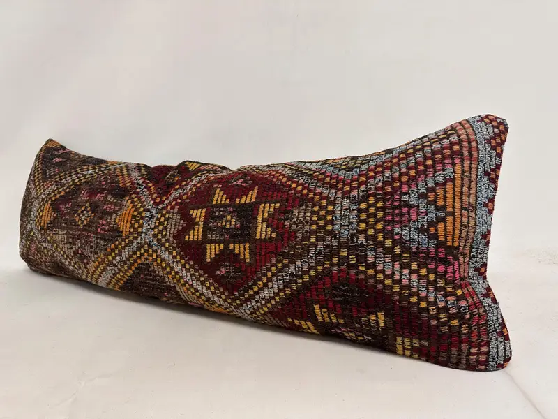 Customized Pillow Case, 16x48 Red Pillow, Ethnical Kilim Rug Pillow, Kilim Pillow Cover, Handwoven Cushion Case, Turkish Kilim Pillow, Pillow Cover - 4