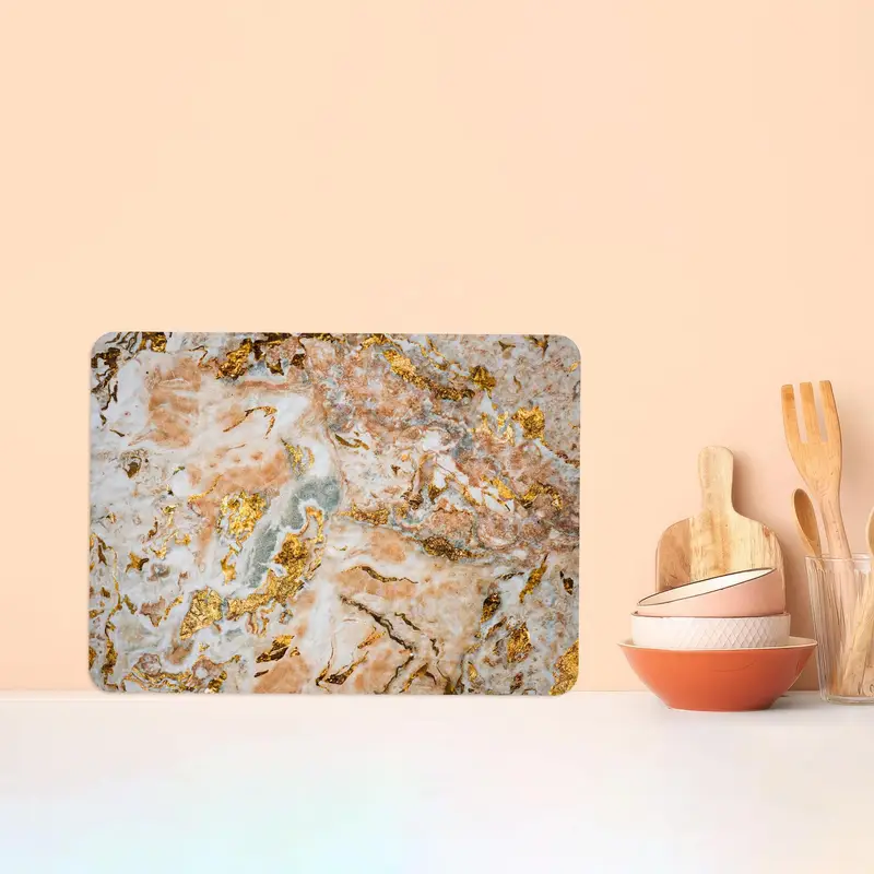 Shimmery Gold Marble Glass Cutting Board, Contemporary Kitchen Essential