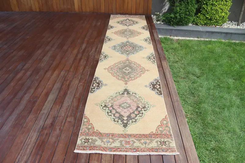 2.6x12.4 ft Türk Halısı, Runner Vintage Halı, Kahverengi Ombré Halı - 1